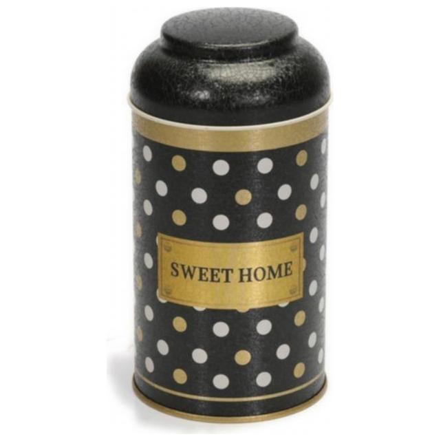 Ø90 x 150 mm Yuvarlak Metal Teneke Kutu – 0,9 L, Kubbeli Kapaklı, Siyah — Yuvarlak Kutular — Tinbox