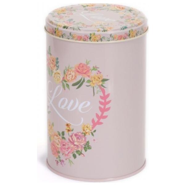 Ø105x130 mm Yuvarlak Teneke Kutu 1L Tel Toka ve Şeffaf Kapak Vintage Aşk — Yuvarlak Kutular — görsel 3 / 5 — Tinbox