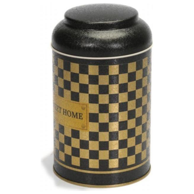 Ø105 x 150 mm Yuvarlak Metal Kutu – 1,2 L, Kubbeli Kapaklı, Kareli Desenli — Yuvarlak Kutular — görsel 3 / 4 — Tinbox
