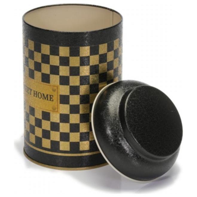 Ø105 x 150 mm Yuvarlak Metal Kutu – 1,2 L, Kubbeli Kapaklı, Kareli Desenli — Yuvarlak Kutular — görsel 4 / 4 — Tinbox