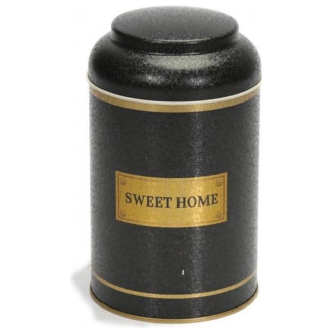 Ø105 x 150 mm Round Metal Tin – 1.2L with Dome Lid Black Gold Swt Home — Round Boxes — view 2 of 5 — Tinbox