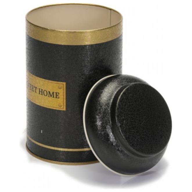 Ø105 x 150 mm Round Metal Tin – 1.2L with Dome Lid Black Gold Swt Home — Round Boxes — view 5 of 5 — Tinbox