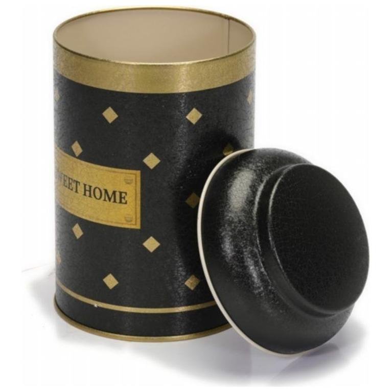 Ø105 x 150 mm Yuvarlak Metal Kutu – 1,2 L, Kubbeli Kapaklı, Altın Tatlı Ev — Yuvarlak Kutular — görsel 5 / 5 — Tinbox