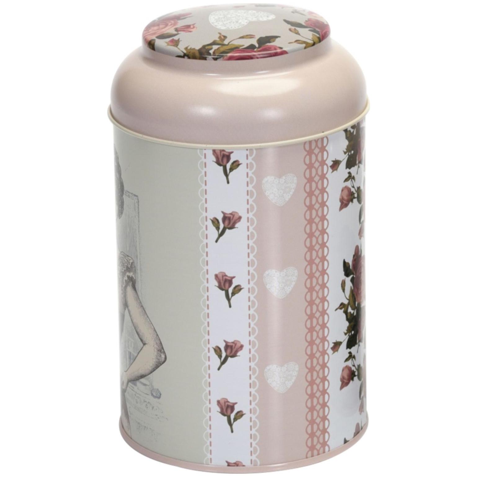 Ø105 x 150 mm Yuvarlak Metal Kutu – 1.2L Kubbeli Kapaklı Rose Finette Blanche — Yuvarlak Kutular — görsel 3 / 5 — Tinbox