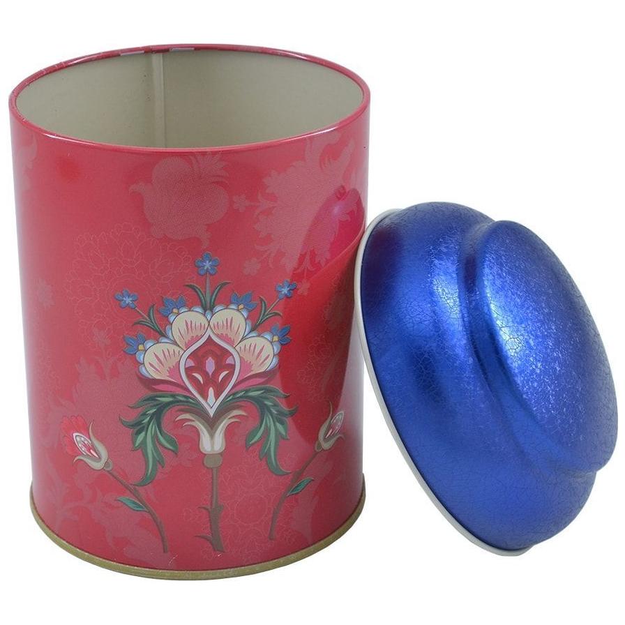 Ø105 x 150 mm Yuvarlak Metal Kutu – 1,2 Litre, Kubbeli Kapaklı, Kırmızı Arka Planlı — Yuvarlak Kutular — görsel 3 / 4 — Ti…