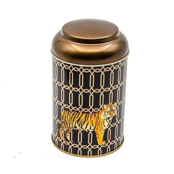 Ø105 x 150 mm Yuvarlak Metal Kutu – 1,2 L, Kubbeli Kapaklı Safari Kaplanı — Yuvarlak Kutular — görsel 3 / 5 — Tinbox
