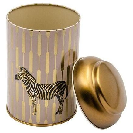 Ø105 x 150 mm Yuvarlak Metal Kutu – 1,2 L, Kubbeli Kapaklı Safari Zebra — Yuvarlak Kutular — görsel 3 / 4 — Tinbox