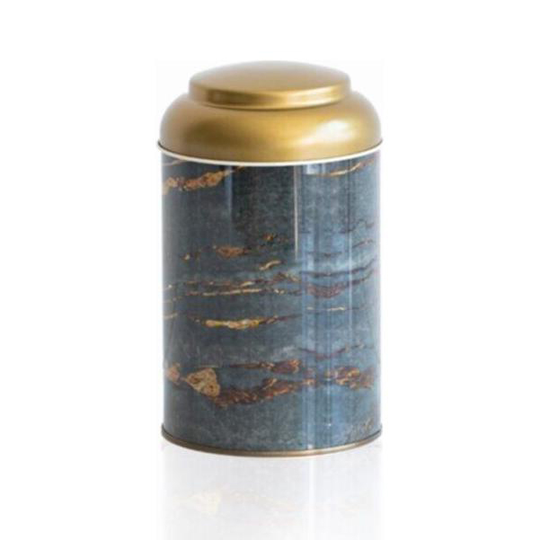Ø105 x 150 mm Yuvarlak Metal Kutu – 1.2L Kubbeli Kapaklı Kaya ve Altın — Yuvarlak Kutular — görsel 2 / 3 — Tinbox