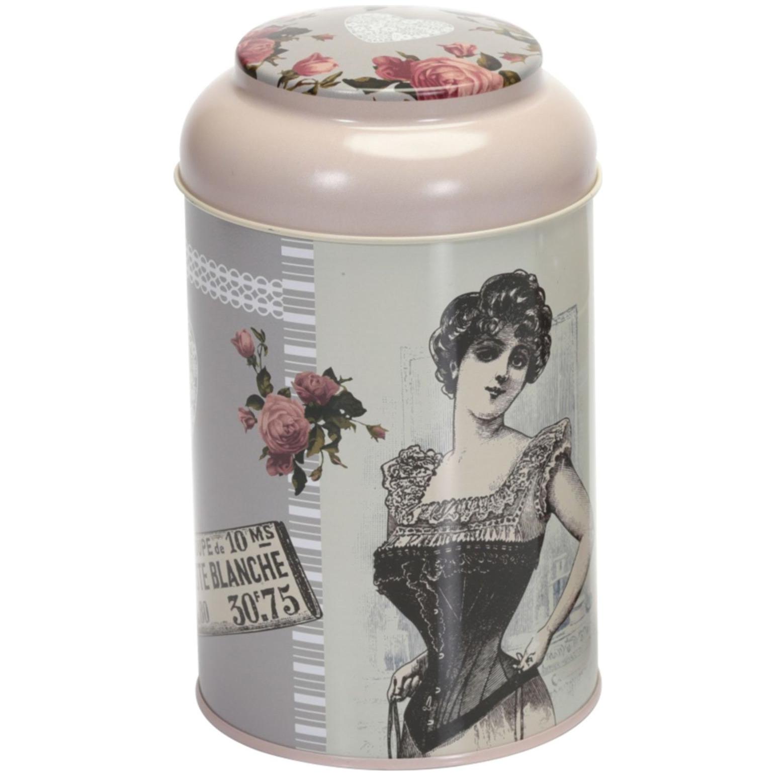 Ø105 x 150 mm Yuvarlak Metal Kutu – 1.2L Kubbeli Kapaklı Rose Finette Blanche — Yuvarlak Kutular — görsel 1 / 5 — Tinbox