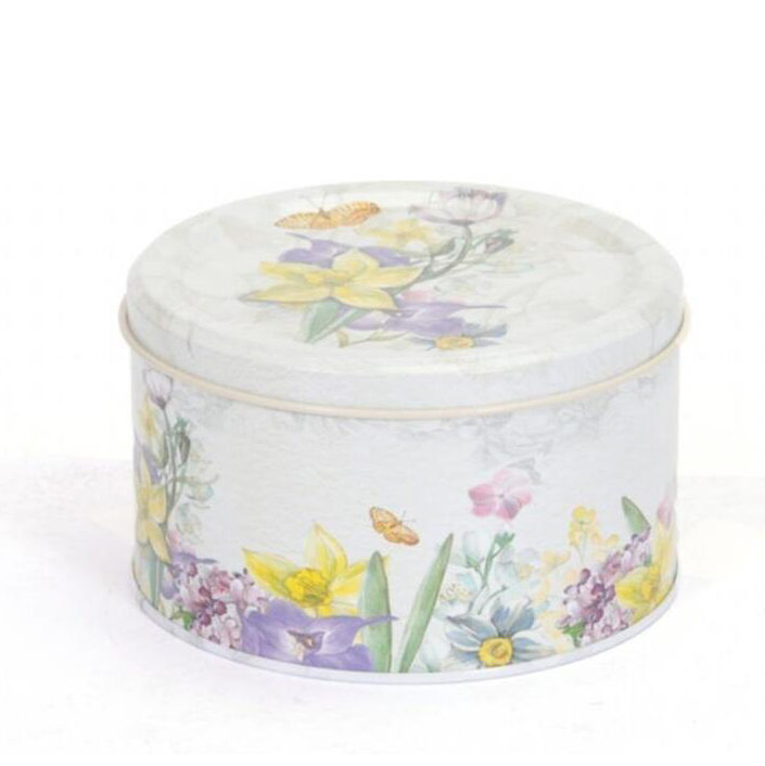 Ø140x80 mm yuvarlak metal saklama kutusu 1.1L Çiçek Grisi — Yuvarlak Kutular — görsel 2 / 4 — Tinbox