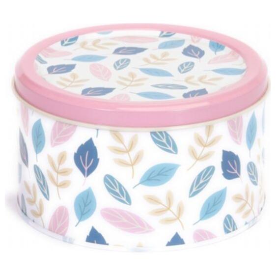 Ø140x80 mm round Metal Storage Box 1.1L Leaf pattern — Round Boxes — view 2 of 4 — Tinbox