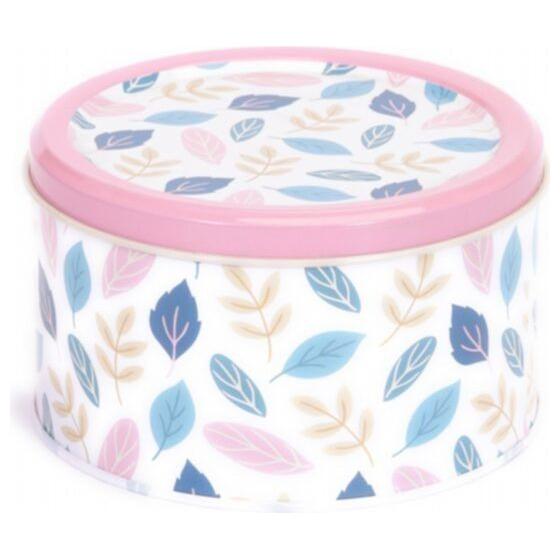 Ø140x80 mm round Metal Storage Box 1.1L Leaf pattern — Round Boxes — view 3 of 4 — Tinbox
