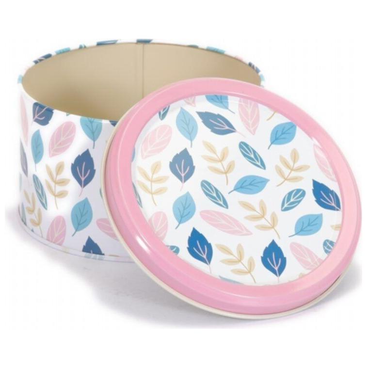Ø140x80 mm round Metal Storage Box 1.1L Leaf pattern — Round Boxes — view 4 of 4 — Tinbox