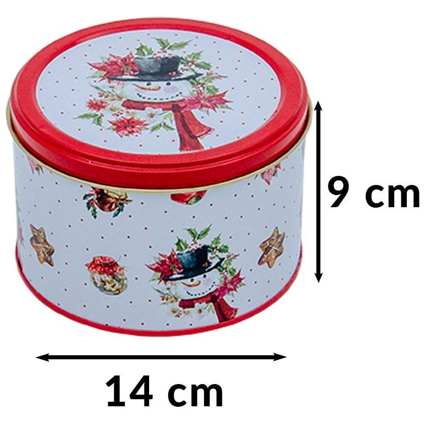 Ø140x90 mm Yuvarlak Kutu 1.2L Kırmızı Kardan Adam — Yuvarlak Kutular — görsel 2 / 3 — Tinbox