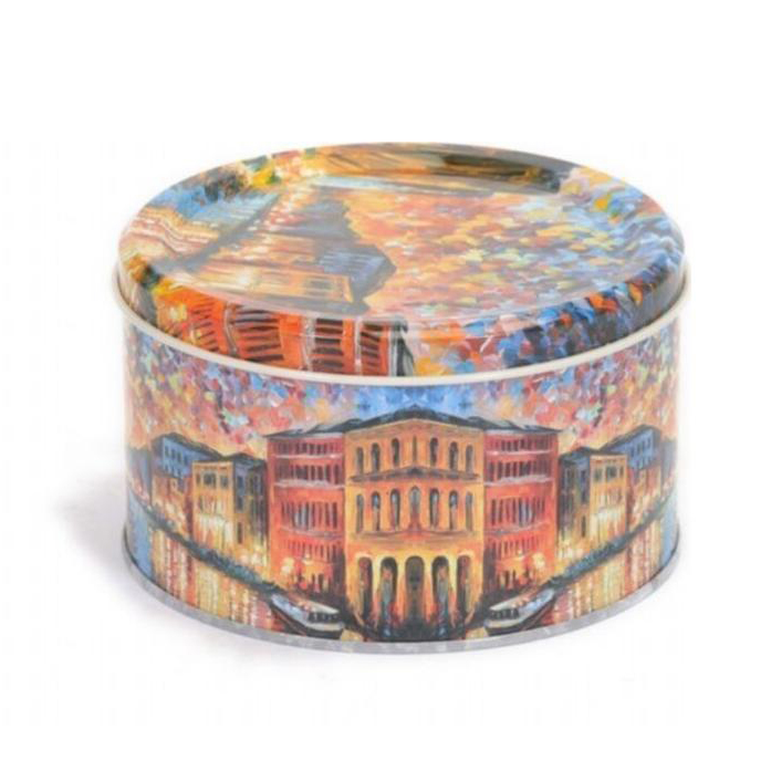 Ø140x90 mm Yuvarlak Kutu 1.2L Afremov River tasarımı — Yuvarlak Kutular — Tinbox