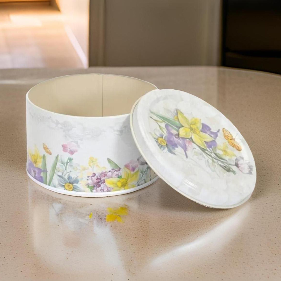 Ø140x90 mm Yuvarlak Kutu 1.2L Çiçek Grisi — Yuvarlak Kutular — görsel 5 / 5 — Tinbox