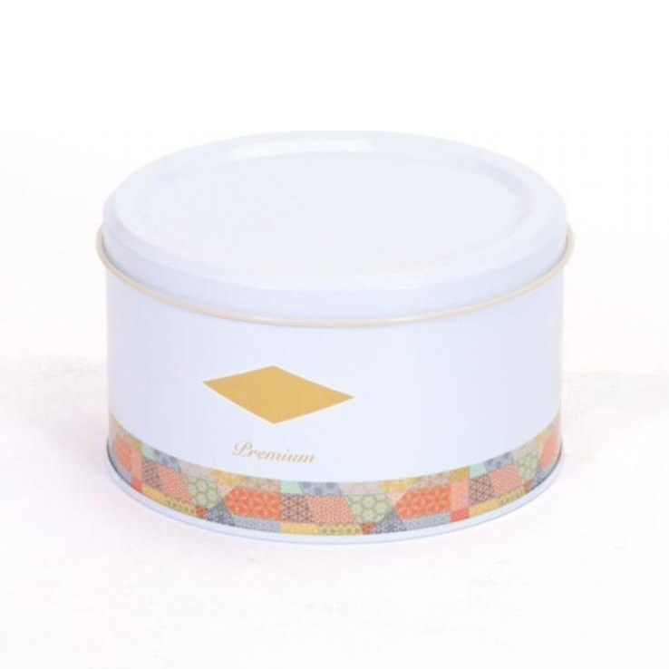 Ø140x90 mm Yuvarlak Kutu 1.2L Patchwork Desenli Mavi Arka Plan — Yuvarlak Kutular — Tinbox