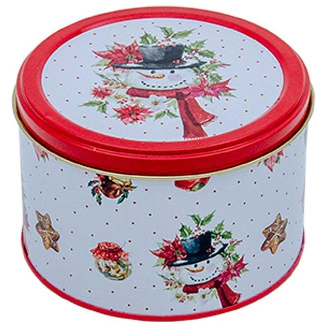 Ø140x90 mm Yuvarlak Kutu 1.2L Kırmızı Kardan Adam — Yuvarlak Kutular — Tinbox