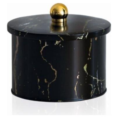 Ø140x100 mm Metal Yuvarlak Saklama Kabı Kulpu 1.3L Mermer Siyah — Yuvarlak Kutular — görsel 2 / 2 — Tinbox