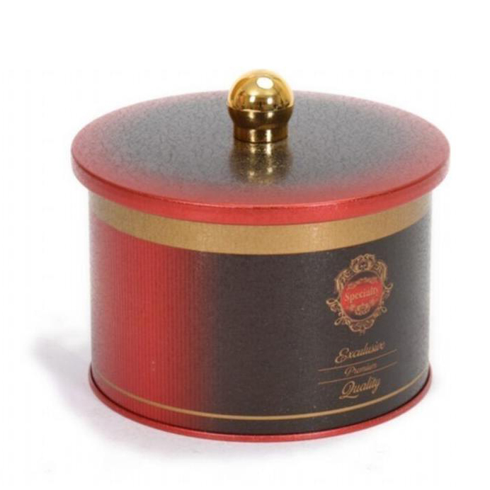 Ø140x100 mm Metal Yuvarlak Saklama Kabı Kulpu 1.3L Özel Kırmızı — Yuvarlak Kutular — görsel 2 / 5 — Tinbox