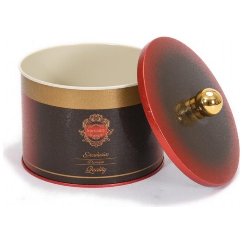 Ø140x100 mm Metal Yuvarlak Saklama Kabı Kulpu 1.3L Özel Kırmızı — Yuvarlak Kutular — görsel 4 / 5 — Tinbox