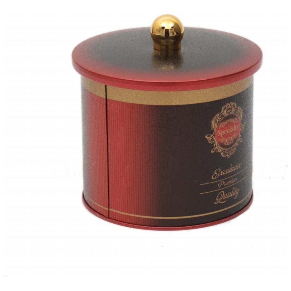 Ø140x125 mm Metal Yuvarlak Saklama Kabı 1.7L Düğmeli Kulp Özel Kırmızı — Yuvarlak Kutular — Tinbox