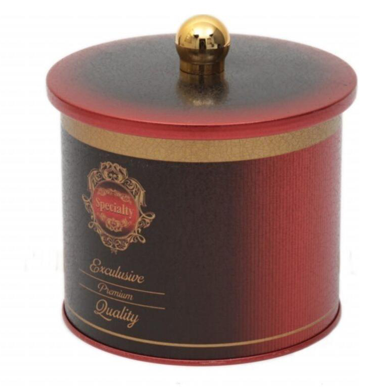 Ø140x125 mm Metal Yuvarlak Saklama Kabı 1.7L Düğmeli Kulp Özel Kırmızı — Yuvarlak Kutular — görsel 2 / 5 — Tinbox