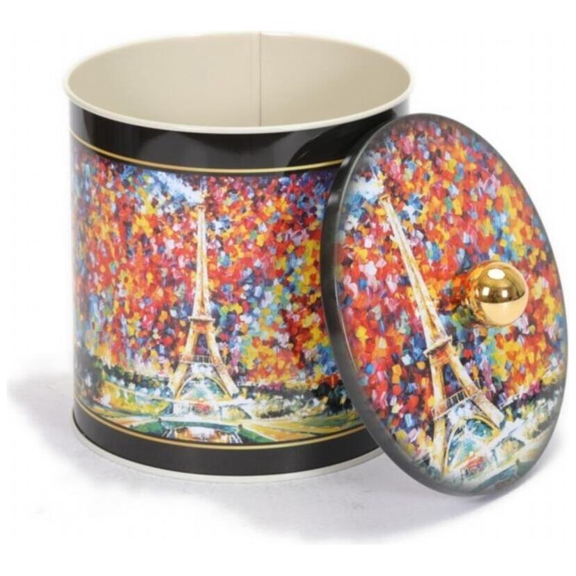 Ø140x150 mm Metal Round Canister 2.1L Knob Handle Afremov Paris — Round Boxes — view 4 of 5 — Tinbox