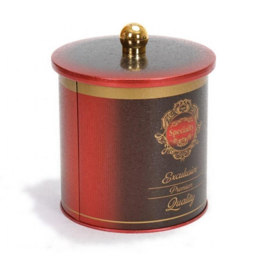 Ø140x150 mm Metal Yuvarlak Saklama Kabı 2.1L Düğmeli Kulp Özel Kırmızı — Yuvarlak Kutular — görsel 2 / 5 — Tinbox