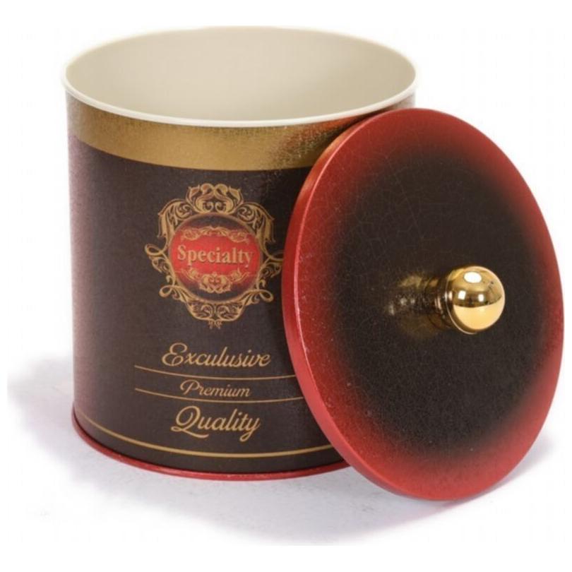 Ø140x150 mm Metal Yuvarlak Saklama Kabı 2.1L Düğmeli Kulp Özel Kırmızı — Yuvarlak Kutular — görsel 4 / 5 — Tinbox