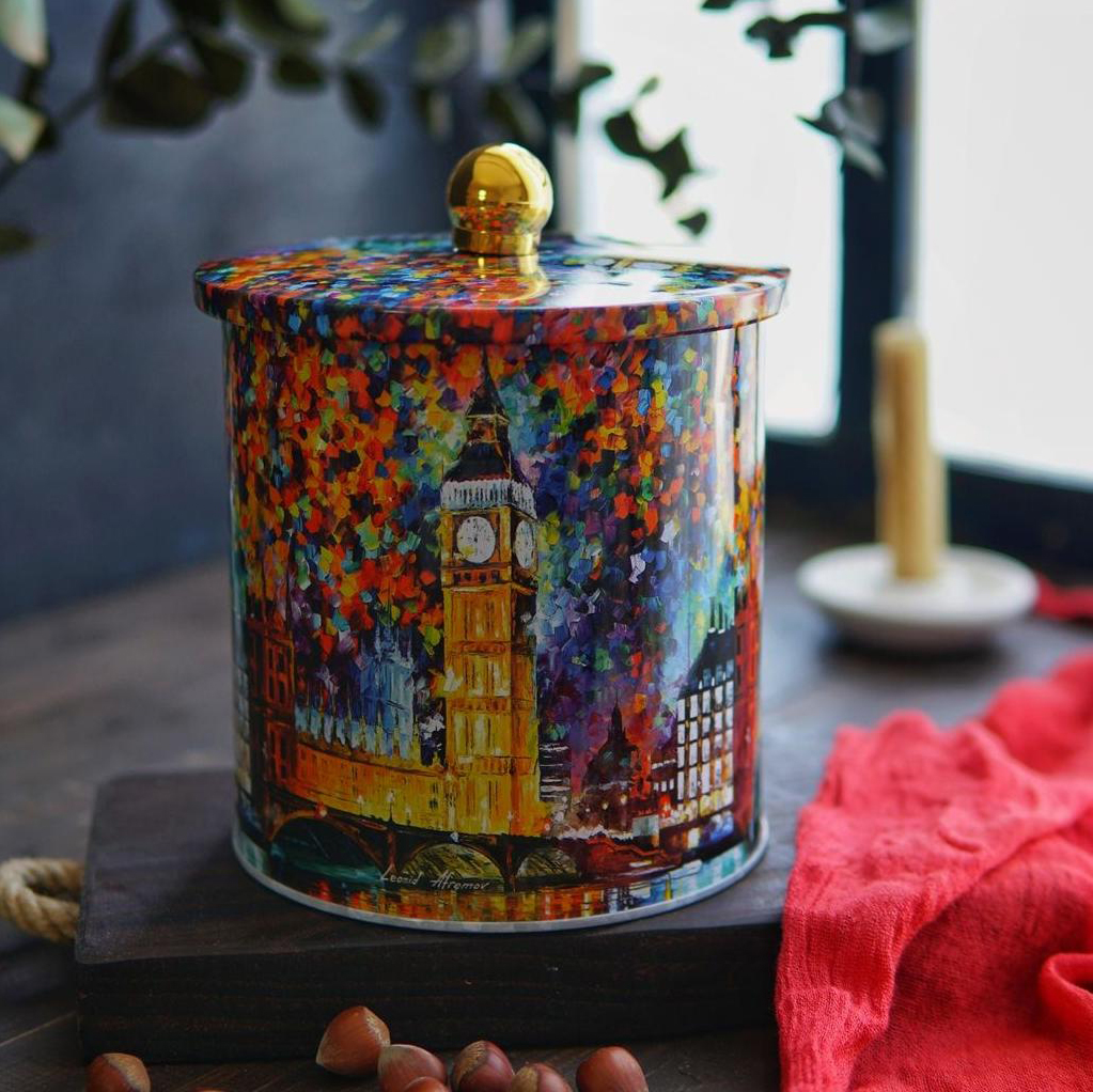 Ø140x150 mm Metal Yuvarlak Bidon 2.1L Düğmeli Saplı Afremov Big Ban — Yuvarlak Kutular — görsel 5 / 5 — Tinbox