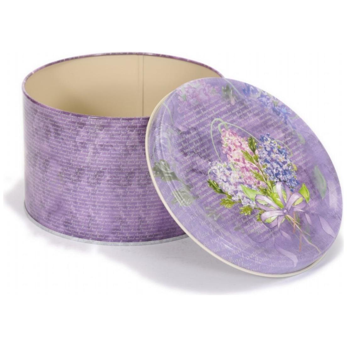 Ø175x110 mm Yuvarlak Metal Kutu 2,5L Çiçek Moru — Yuvarlak Kutular — görsel 4 / 4 — Tinbox