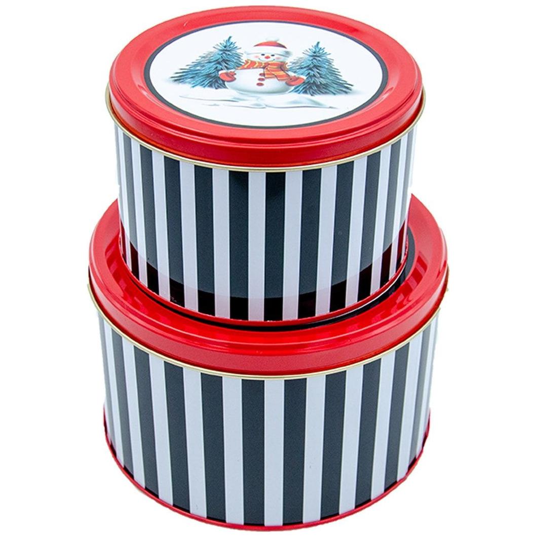 Ø175x110 mm Yuvarlak Metal Bidon 2.5L Siyah Kardan Adam Desenli — Yuvarlak Kutular — görsel 2 / 6 — Tinbox