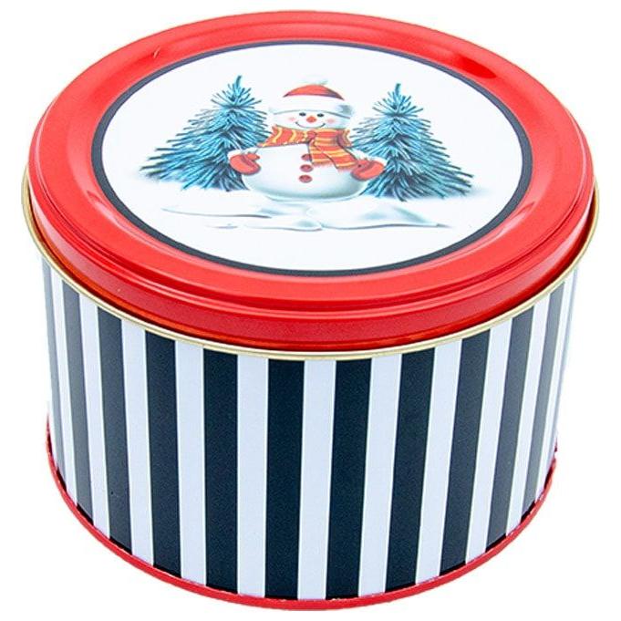 Ø175x110 mm Yuvarlak Metal Bidon 2.5L Siyah Kardan Adam Desenli — Yuvarlak Kutular — görsel 5 / 6 — Tinbox