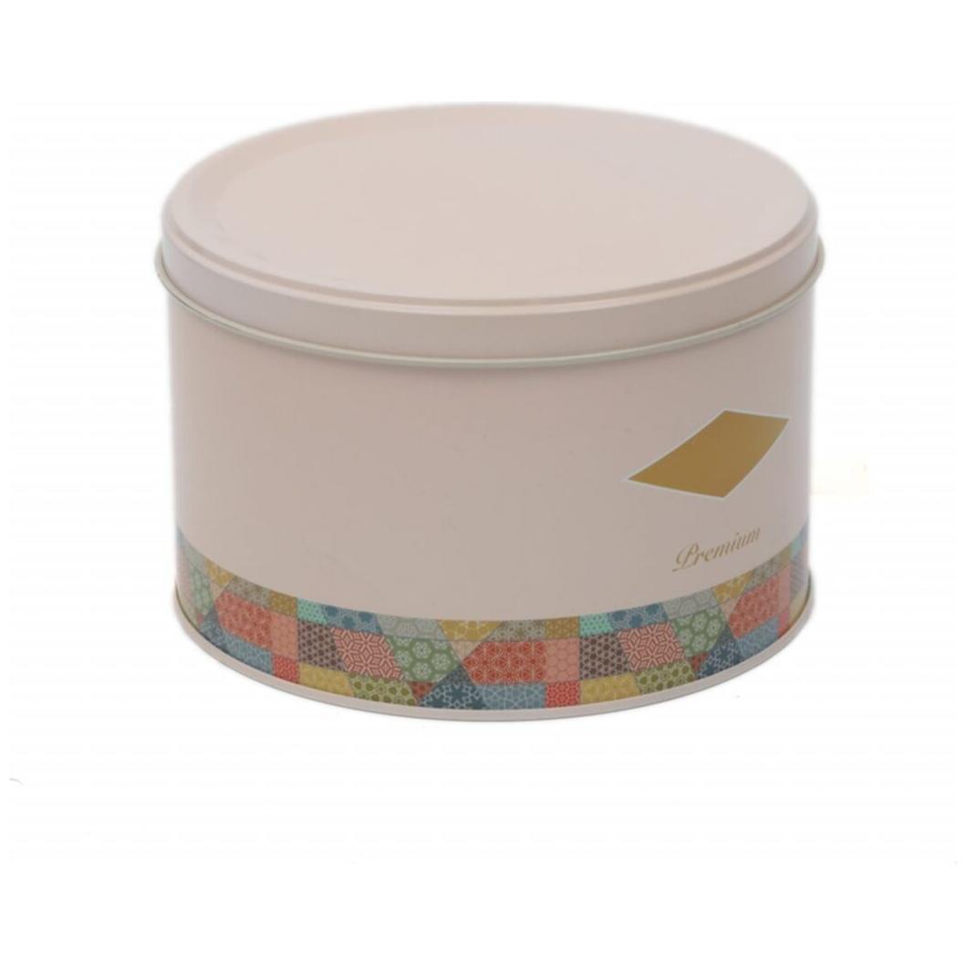 Ø175x110 mm Yuvarlak Metal Kutu 2,5 L Pembe Arka Planlı Yama Desenli — Yuvarlak Kutular — görsel 2 / 4 — Tinbox