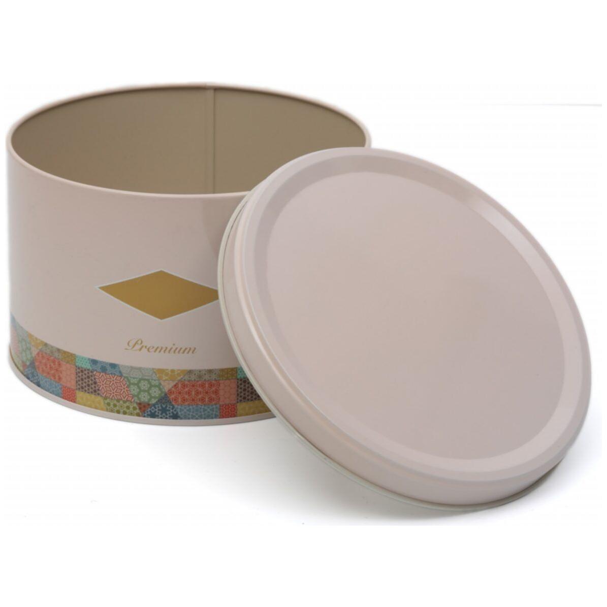Ø175x110 mm Yuvarlak Metal Kutu 2,5 L Pembe Arka Planlı Yama Desenli — Yuvarlak Kutular — görsel 4 / 4 — Tinbox