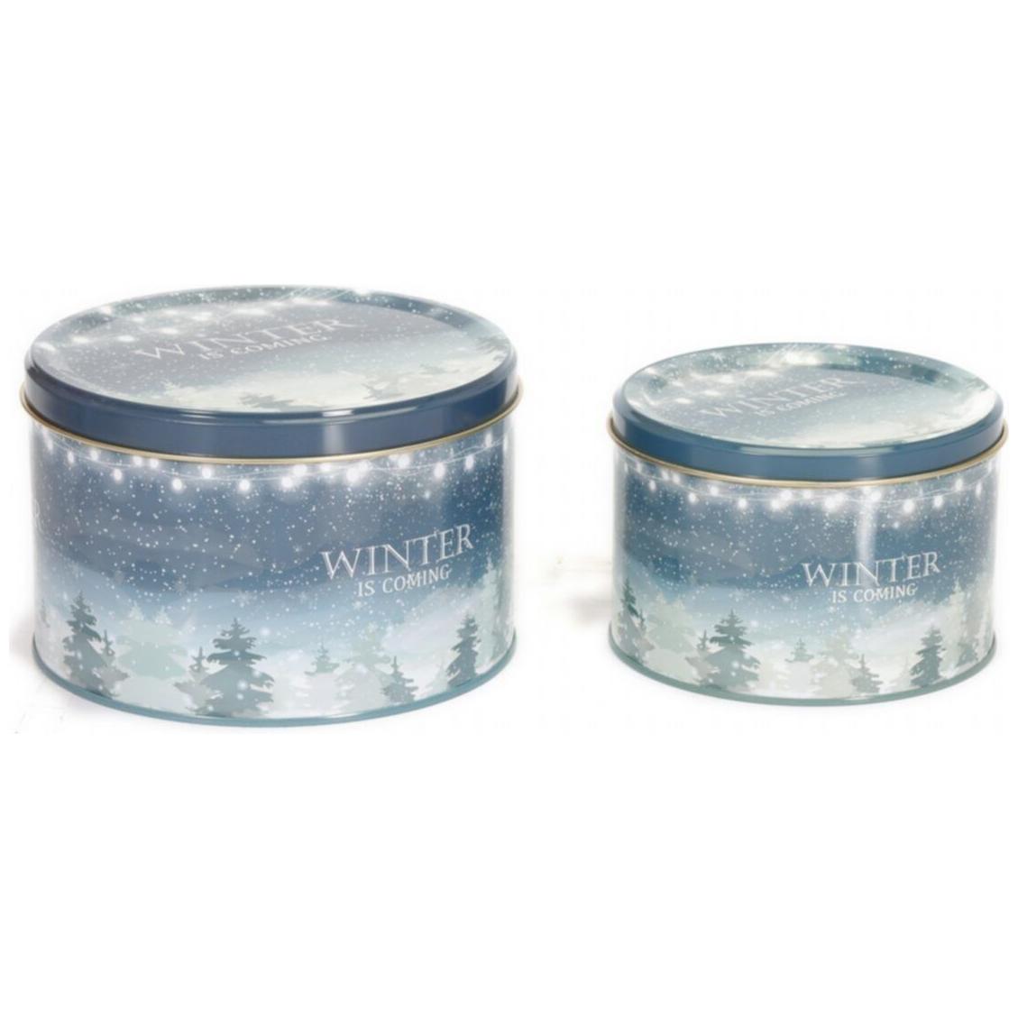 Ø175x110 mm Yuvarlak Metal Bidon 2.5L Kış Geliyor — Yuvarlak Kutular — görsel 3 / 4 — Tinbox