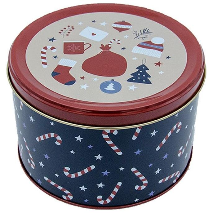 Ø175x110 mm Yuvarlak Metal Kutu 2,5L Koyu Mavi Yeni Yıl — Yuvarlak Kutular — görsel 3 / 6 — Tinbox
