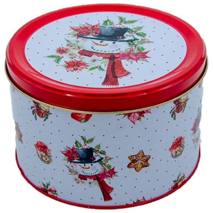 Ø175x110 mm Yuvarlak Metal Bidon 2,5L Kırmızı Kardan Adam — Yuvarlak Kutular — görsel 3 / 5 — Tinbox
