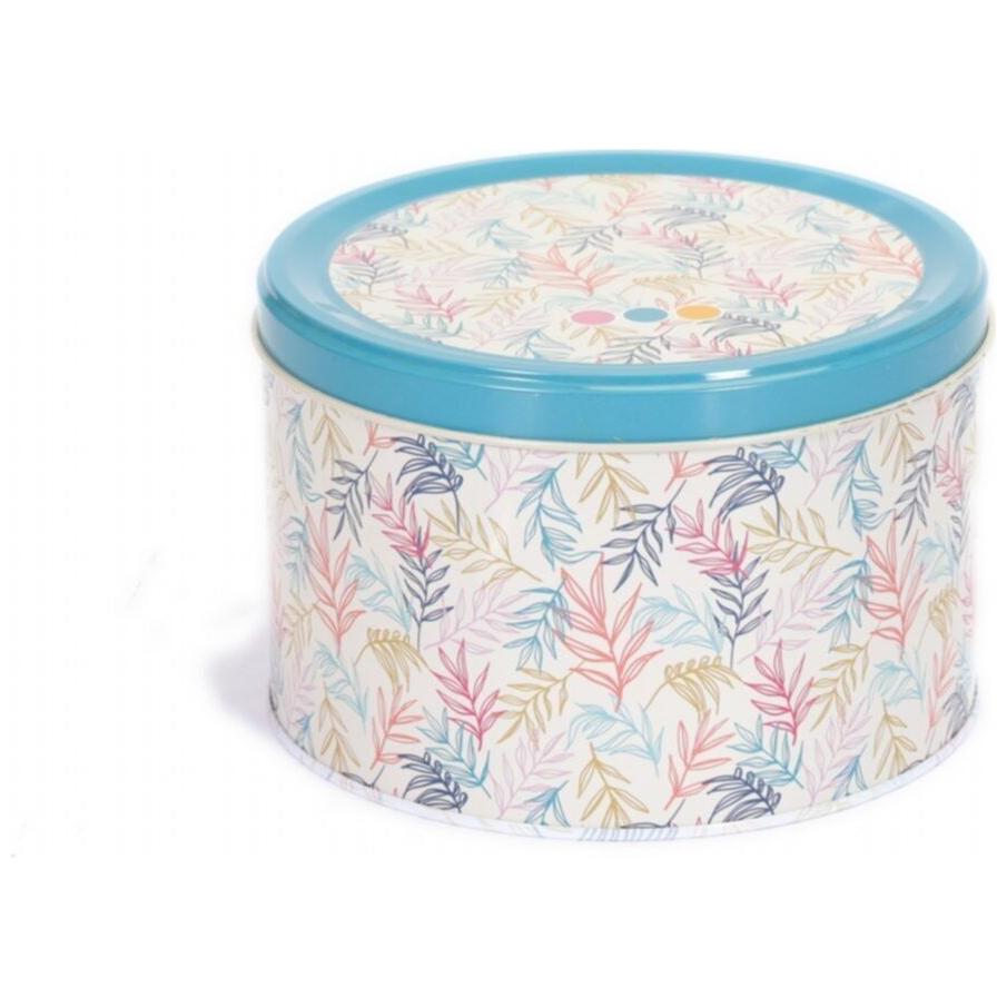 Ø175x110 mm Yuvarlak Metal Kutu 2,5L Yaprak Desenli — Yuvarlak Kutular — Tinbox