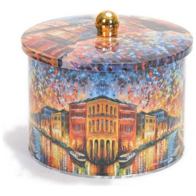 Ø175x130 mm Metal Round Canister 2.9L Knob Handle Afremov River — Round Boxes — Tinbox