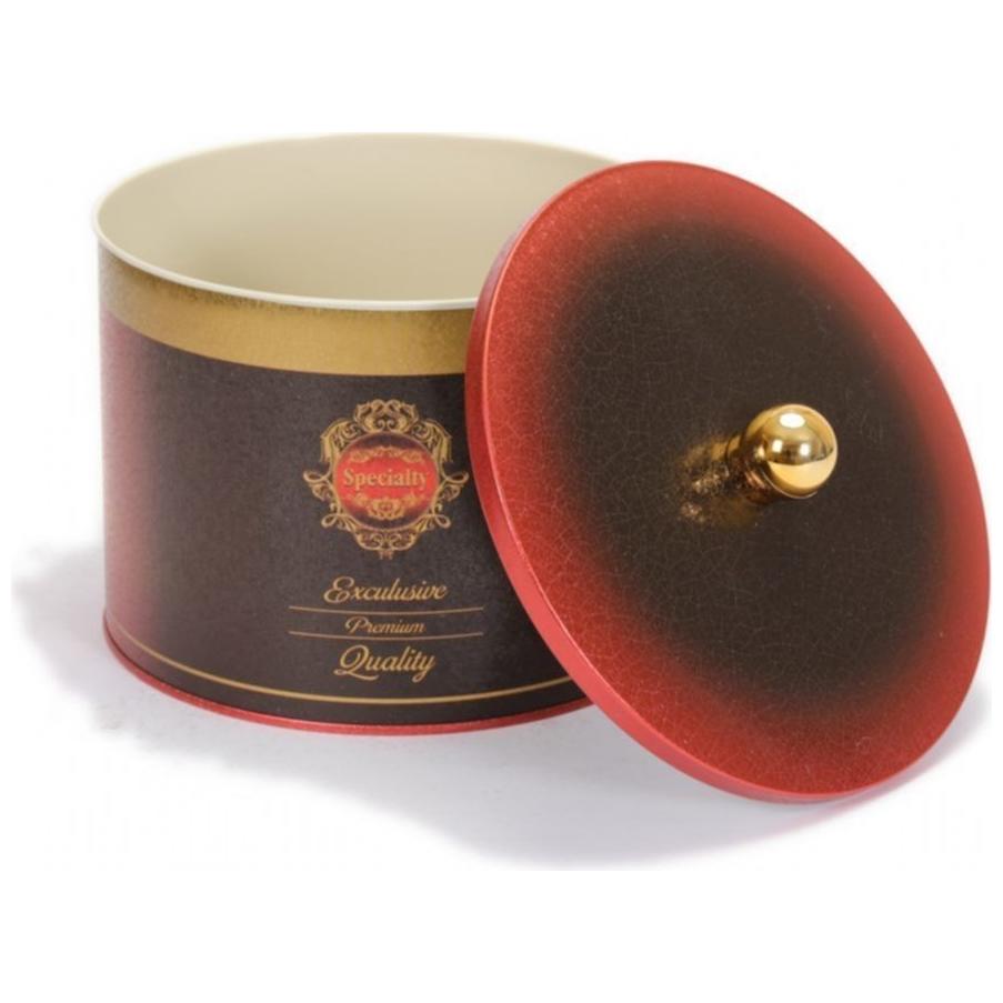 Ø175x130 mm Metal Yuvarlak Saklama Kabı 2,9 L Özel Kırmızı, Kulplu — Yuvarlak Kutular — görsel 4 / 5 — Tinbox