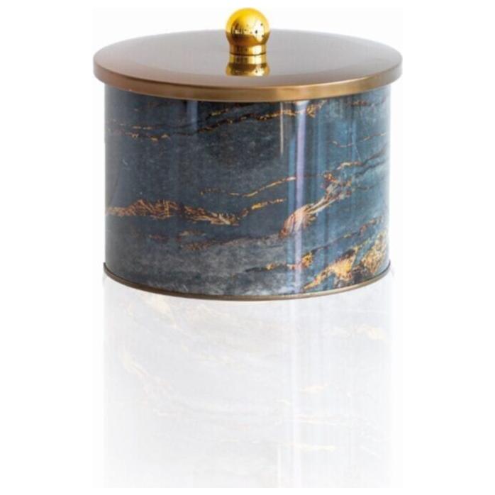 Ø175x130 mm Metal Yuvarlak Saklama Kabı 2.9L Topuzlu Kulplu Kaya ve Altın — Yuvarlak Kutular — görsel 2 / 2 — Tinbox