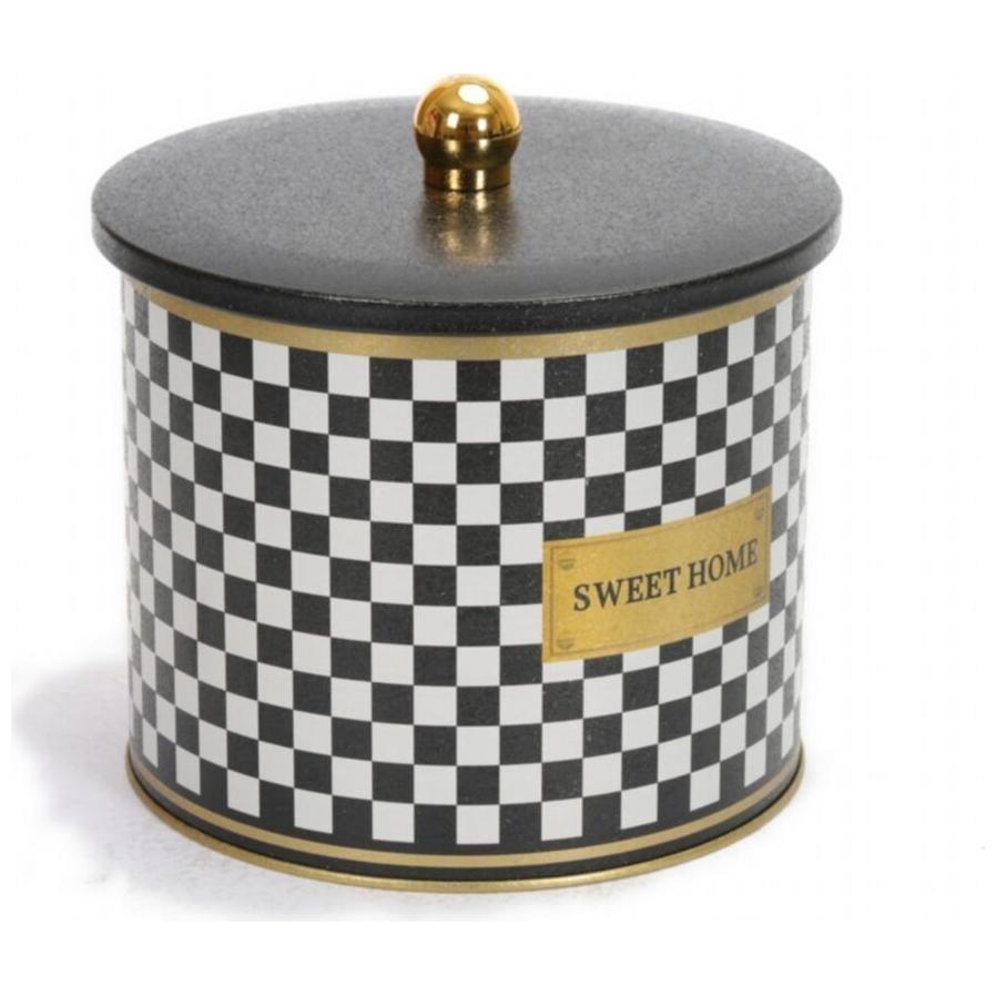 Ø175x155 mm Metal Yuvarlak Saklama Kabı Kulpu 3.5L Kareli Desen — Yuvarlak Kutular — görsel 2 / 4 — Tinbox