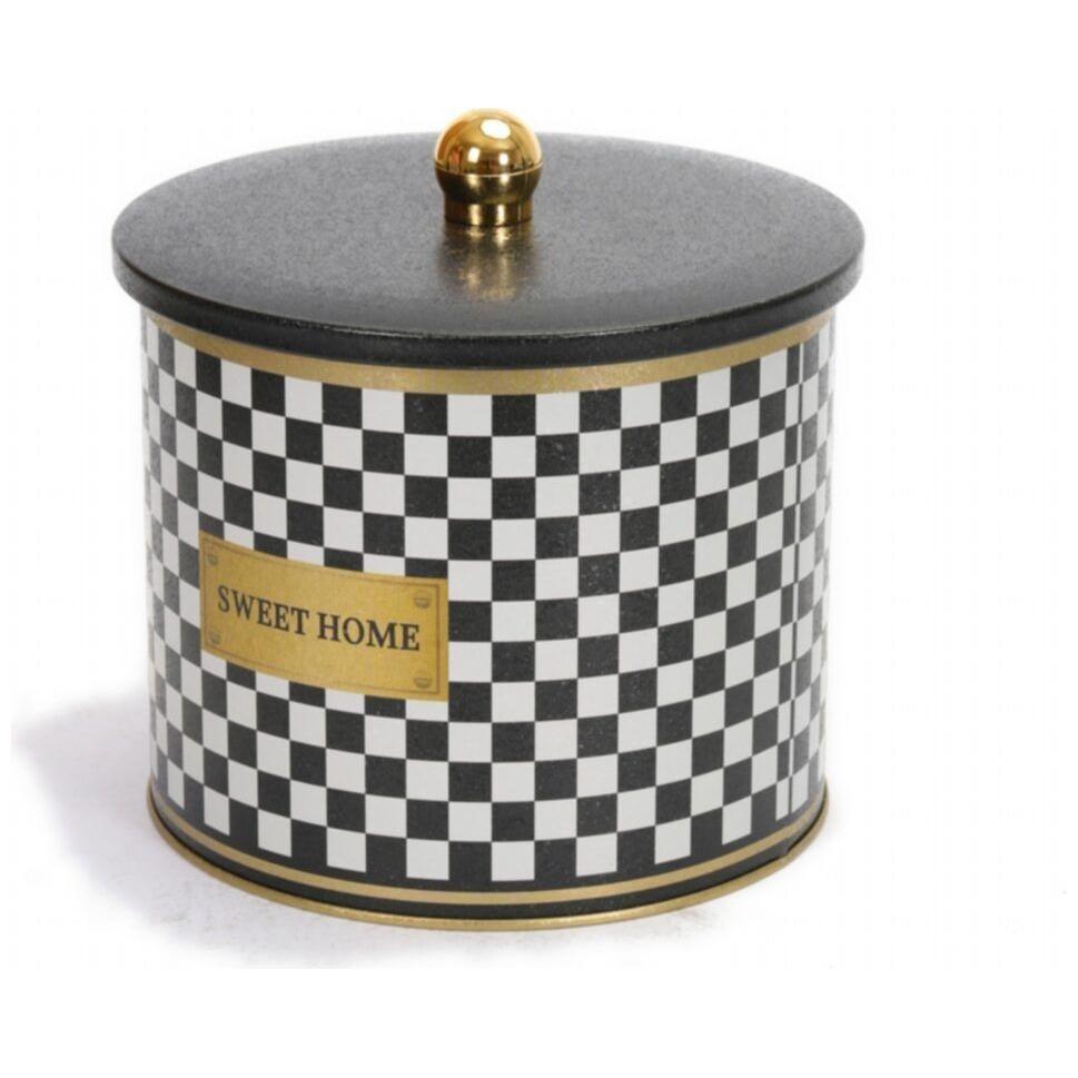 Ø175x155 mm Metal Yuvarlak Saklama Kabı Kulpu 3.5L Kareli Desen — Yuvarlak Kutular — görsel 3 / 4 — Tinbox