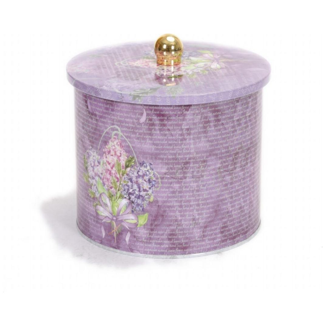 Ø175x155 mm Metal Round Canister Knob Handle 3.5L Flower Purple — Round Boxes — view 3 of 4 — Tinbox