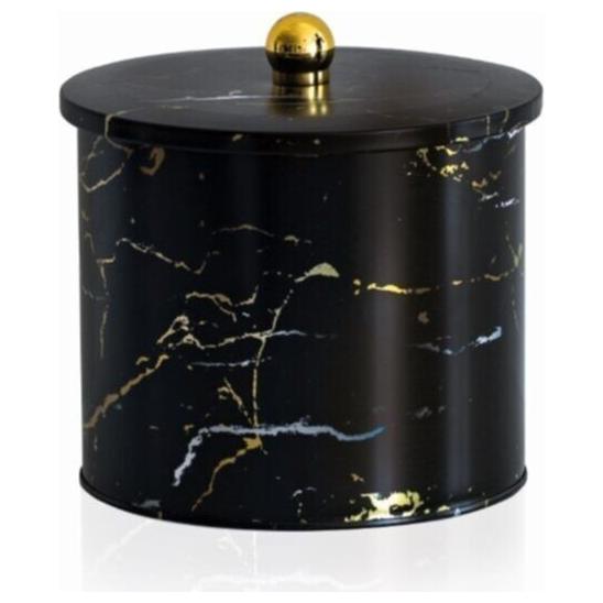 Ø175x155 mm Metal Yuvarlak Saklama Kabı Kulpu 3.5L Mermer Siyah — Yuvarlak Kutular — görsel 2 / 2 — Tinbox