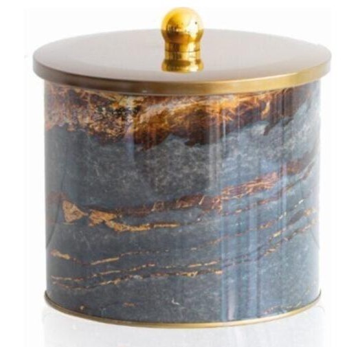 Ø175x155 mm Metal Yuvarlak Saklama Kabı Kulpu 3.5L Kaya ve Altın — Yuvarlak Kutular — görsel 2 / 3 — Tinbox
