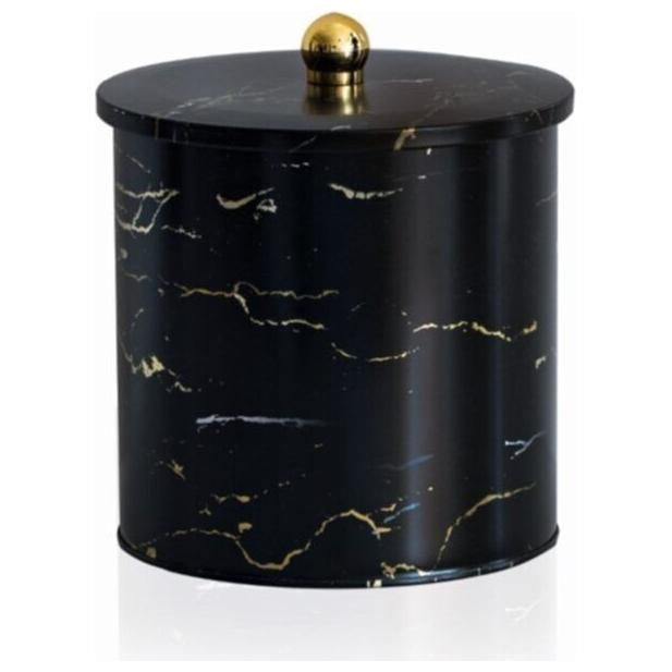 Ø175x180 mm Metal Yuvarlak Saklama Kabı 4.1L Kulplu Mermer Siyah — Yuvarlak Kutular — görsel 2 / 2 — Tinbox