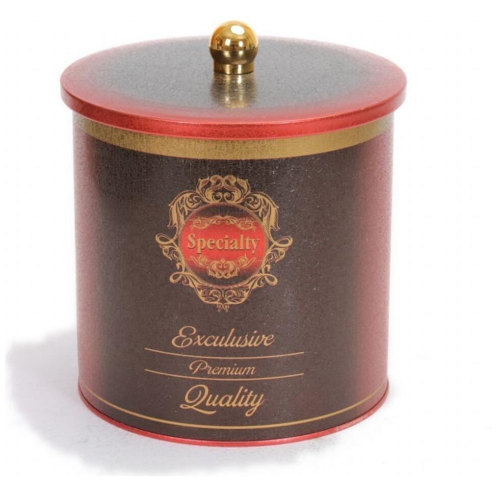 Ø175x180 mm Metal Yuvarlak Saklama Kabı 4.1L Düğmeli Kulp Özel Kırmızı — Yuvarlak Kutular — Tinbox